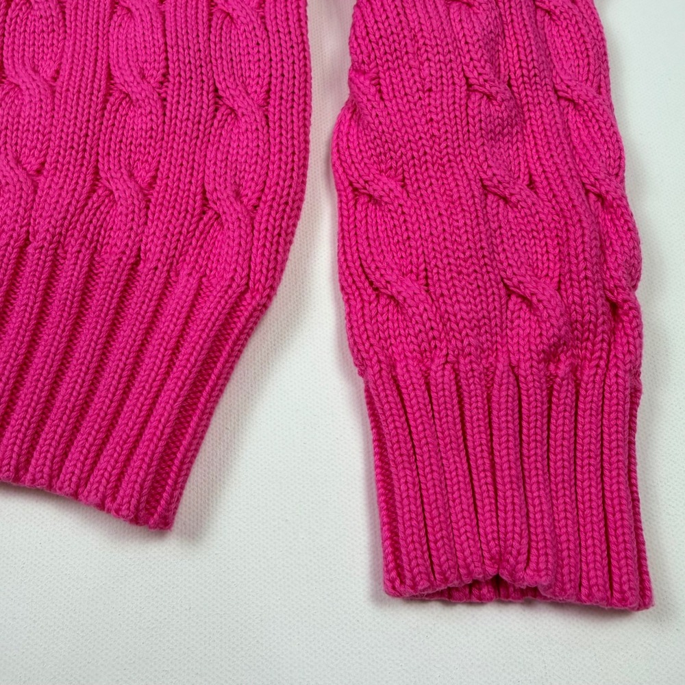 Ralph Lauren Sport Sweater Womens L Hot Pink Excellent V-Neck Cable Knit Cotton - Picture 5 of 11